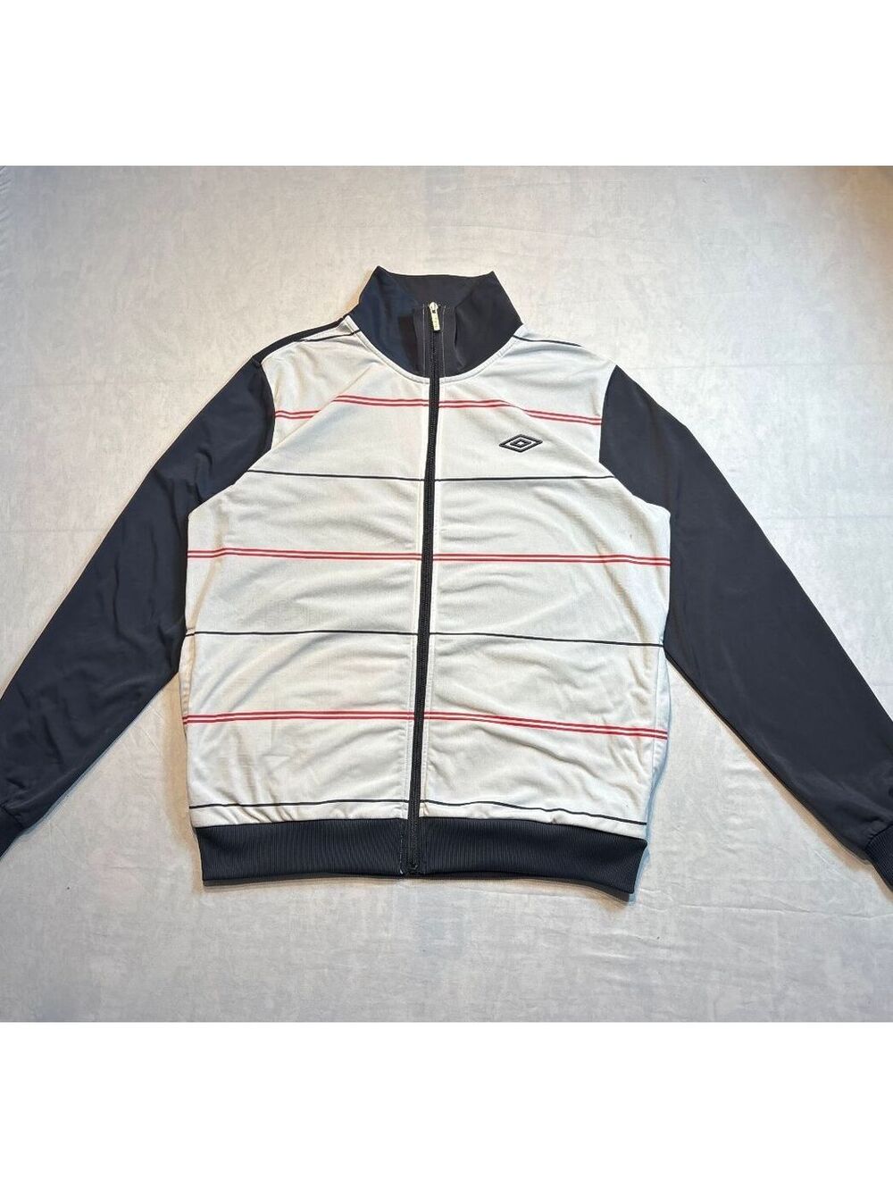 Vintage Umbro Men's Track Jacket with Red and Black Stripes